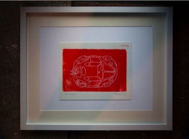 red vw beetle print